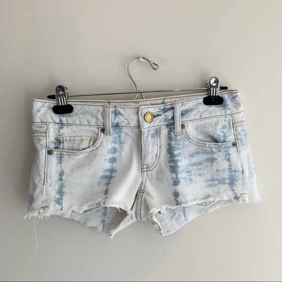 American Eagle Acid Wash Denim Shorts Size 0 - Picture 2 of 11